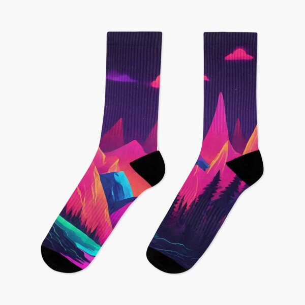 Item preview, Neon Forest Mountain Range Landscape designed and sold by anaraee.
