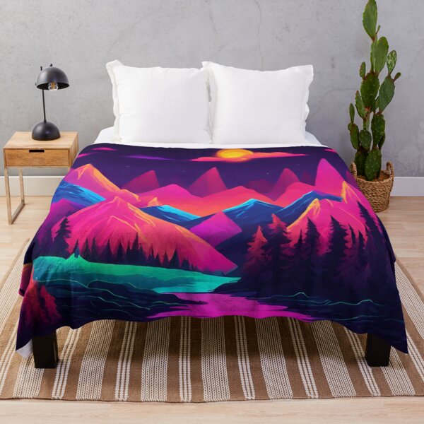 Item preview, Neon Forest Mountain Range Landscape designed and sold by anaraee.
