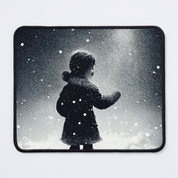 Item preview, A girl in the snow in black and white designed and sold by catcraftss.