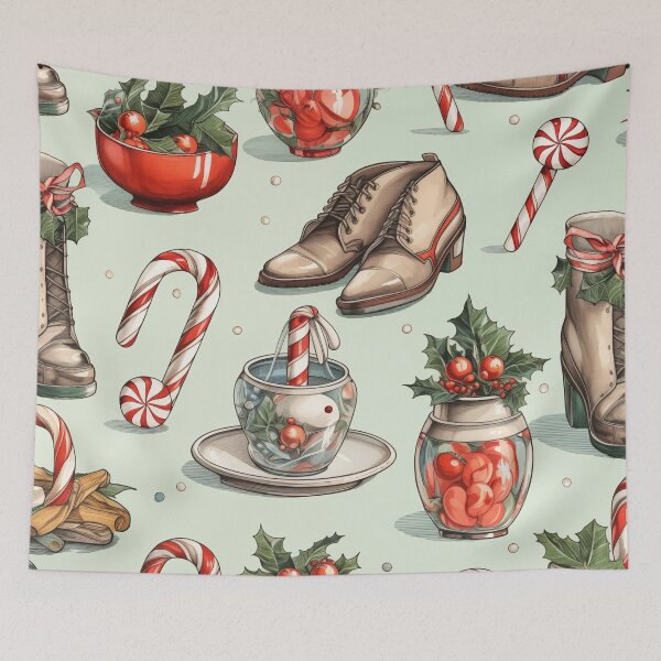 Item preview, Candy Canes and Santa Claus Shoes for Christmas designed and sold by Bokabo.