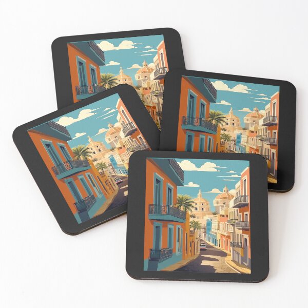 Item preview, Puertorican streets ,vintage travel poster,Old San Juan designed and sold by erozzz.