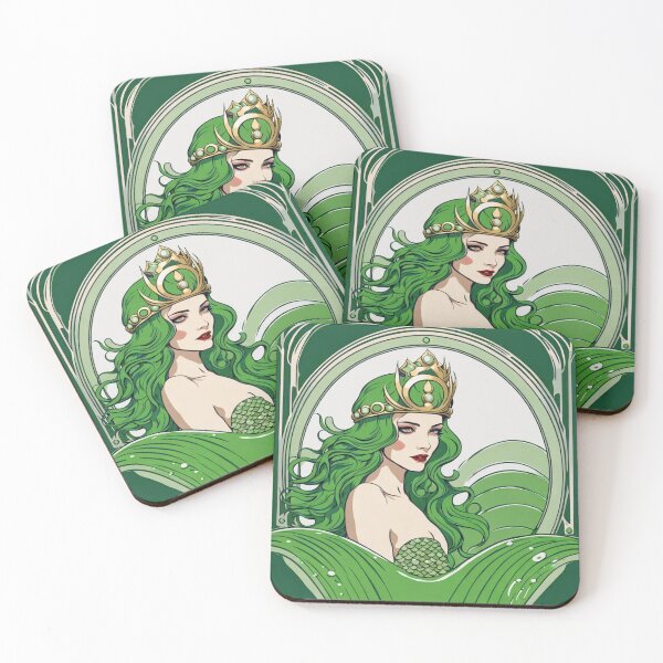Item preview, Edra Art Deco Mermaid Green designed and sold by EclecticDen.