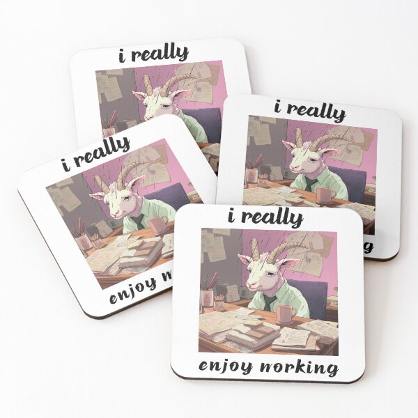 Item preview, funny goat sitting at work enjoy working  designed and sold by MilkyBerryShop.