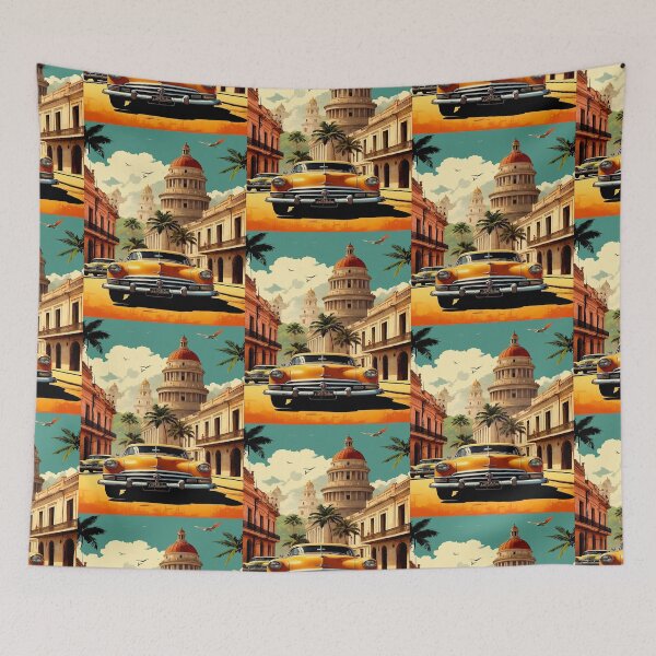 Item preview, Cuban vintage travel poster,classic car designed and sold by erozzz.