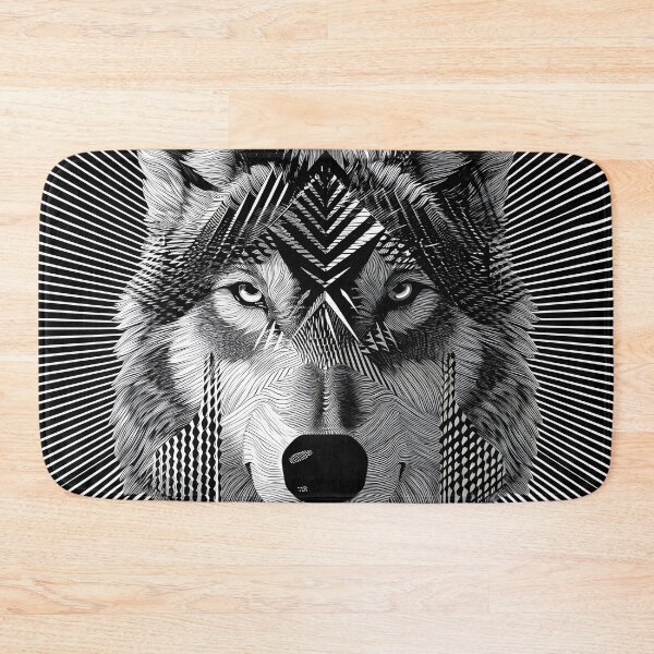 Artikelvorschau, optischer Kunstillusionsdruck eines Wolfes entworfen und verkauft von dcrc.