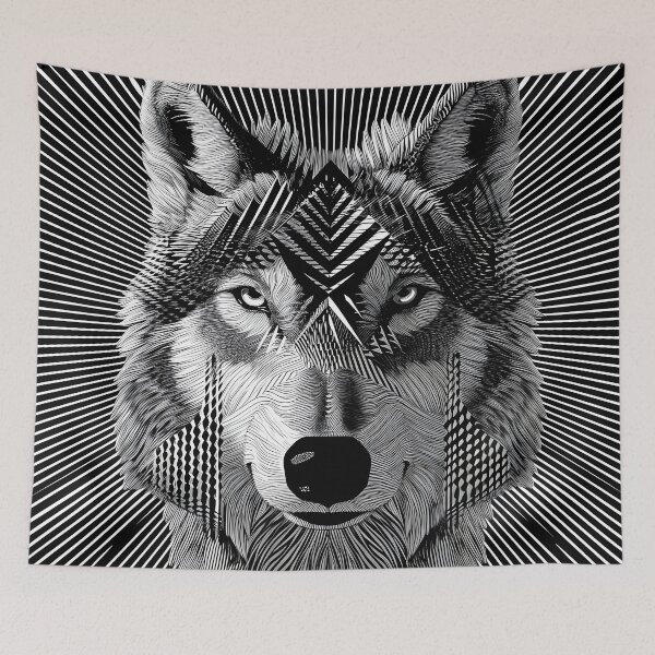 Aperçu de l'œuvre impression d’illusion d’art optique d’un loup créée et vendue par dcrc.