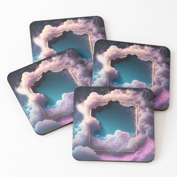 Item preview, Celestial glittering pink clouds fantasy gold picture frame designed and sold by EdeniaArtStudio.