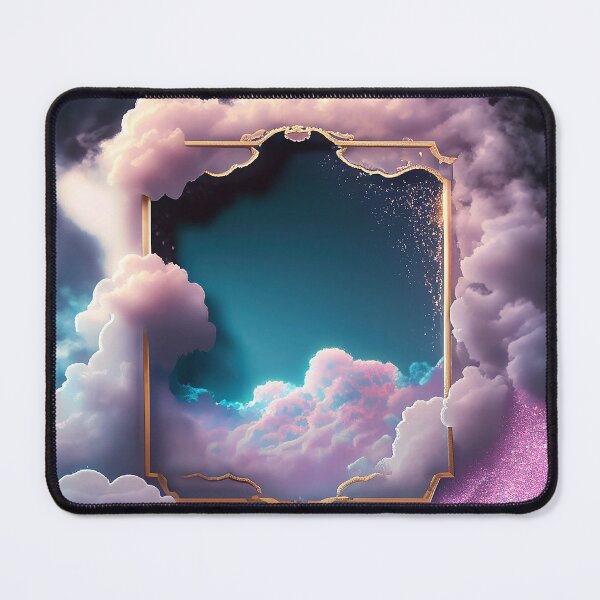 Item preview, Celestial glittering pink clouds fantasy gold picture frame designed and sold by EdeniaArtStudio.
