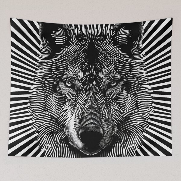 Aperçu de l'œuvre impression d’illusion d’art optique d’un loup créée et vendue par dcrc.