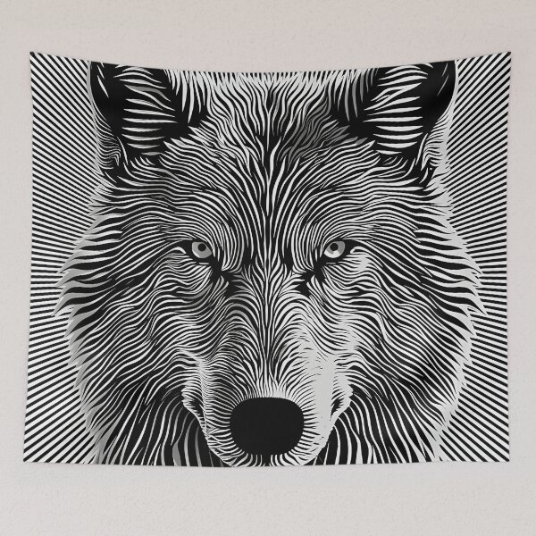 Aperçu de l'œuvre Impression d’illusion d’art optique d’un loup créée et vendue par dcrc.