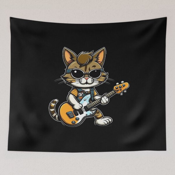 Item preview, Cat Concerto: Rock Kitty Guitar Jam Tee designed and sold by AI-volution.