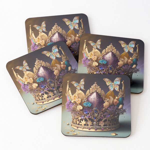 Item preview, Fantasy golden rainbow crown with flowers and butterflies designed and sold by EdeniaArtStudio.