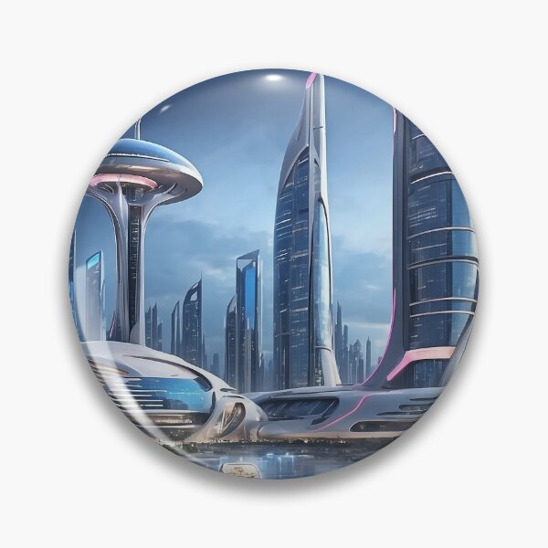 Item preview, futuristic photo of the future city of Chicago 3000 v3 designed and sold by Colorful-Worlds.