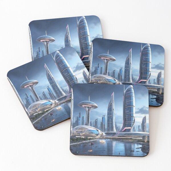 Item preview, futuristic photo of the future city of Chicago 3000 v3 designed and sold by Colorful-Worlds.
