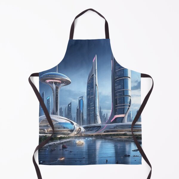 Item preview, futuristic photo of the future city of Chicago 3000 v3 designed and sold by Colorful-Worlds.
