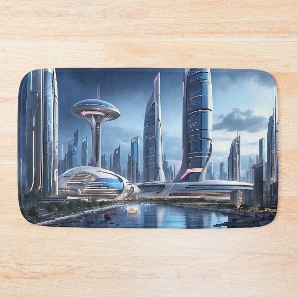 Item preview, futuristic photo of the future city of Chicago 3000 v3 designed and sold by Colorful-Worlds.