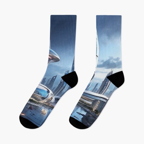 Item preview, futuristic photo of the future city of Chicago 3000 v3 designed and sold by Colorful-Worlds.