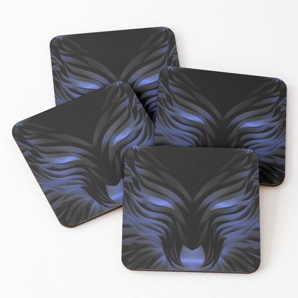 Item preview, wolf iabstract art in blue designed and sold by birasart.