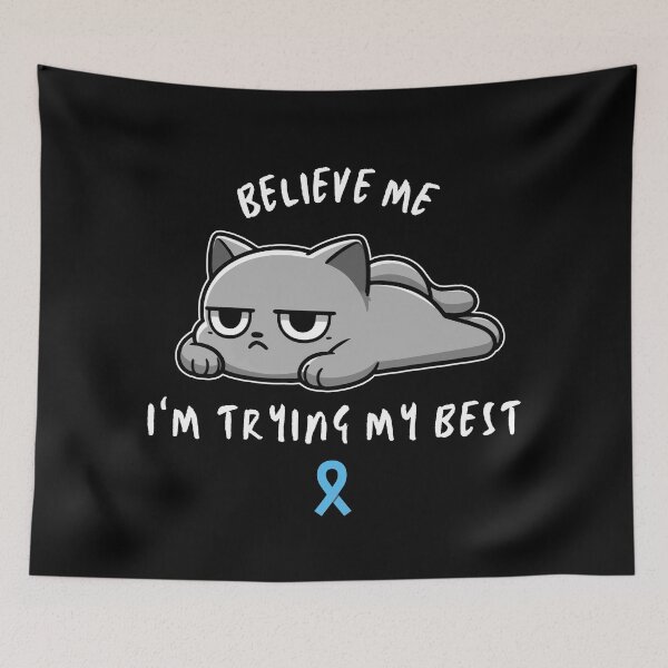 Item preview, POTs Syndrome Warrior Cat With Awareness Ribbon designed and sold by CrystalCrush.