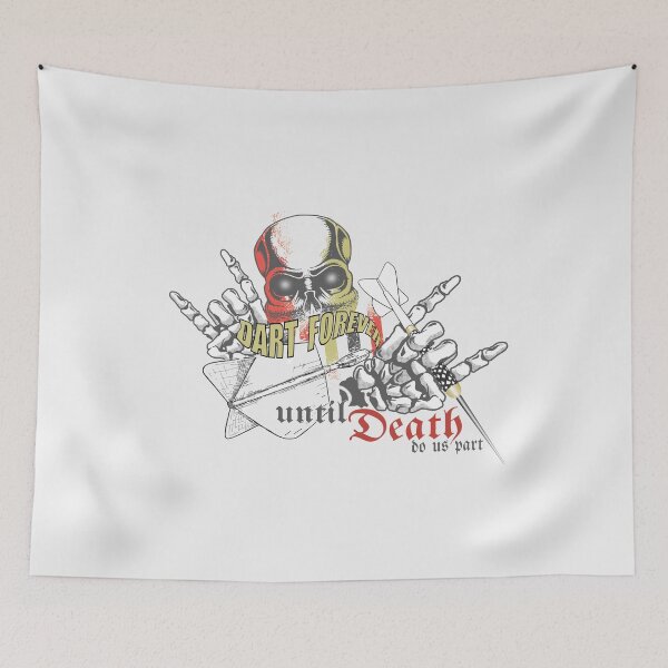 Item preview, Dart skull motif with saying: Dart forever, until death do us part, cool dart design for dart players with their own style. designed and sold by ChrUzDesigner.
