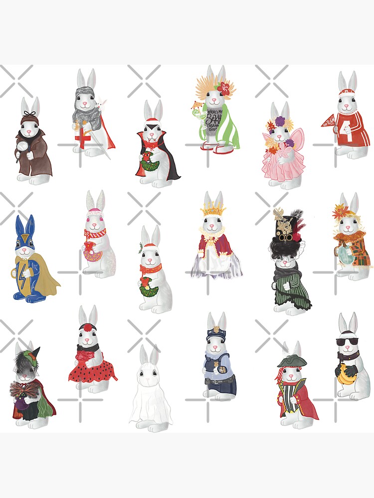 Thumbnail 3 of 3, Magnet, Christmas HD Bunny Rabbit Disguise designed and sold by tinaschofield.