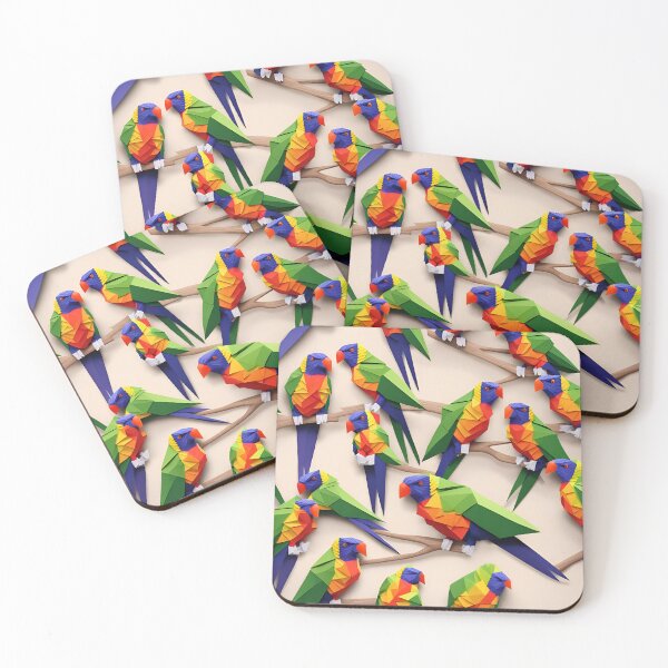 Item preview, Origami Art - Vibrant Beauty: Rainbow Lorikeet Perched on a Sunlit Branch designed and sold by ArtfulFolds.