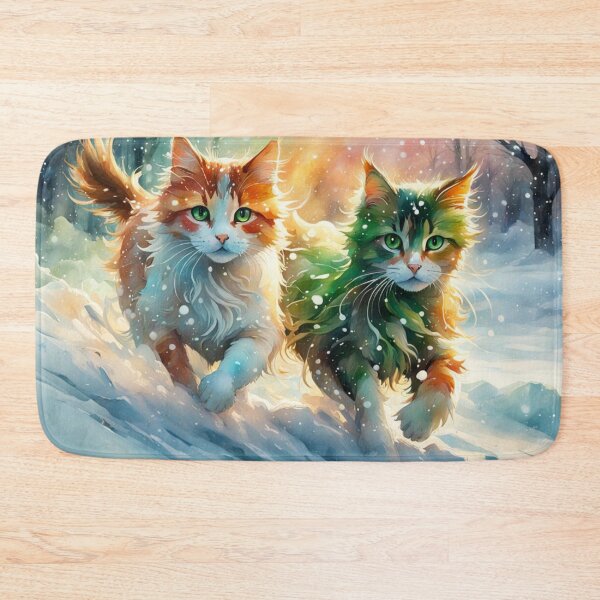 Item preview, Running Christmas snow kittens designed and sold by YukiKenji.