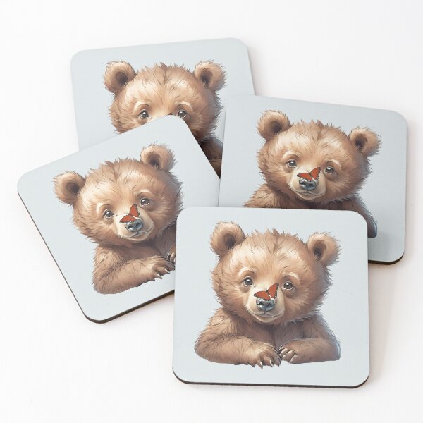 Item preview, Baby brown bear with orange butterfly on nose designed and sold by LittleGnomad.