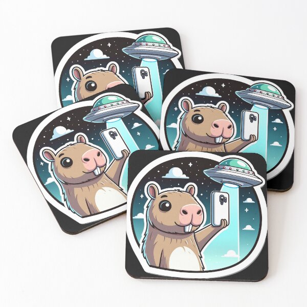 Item preview, Capybara Selfie with UFOs designed and sold by Master-Print.