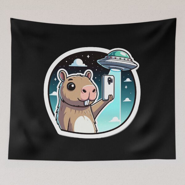 Item preview, Capybara Selfie with UFOs designed and sold by Master-Print.
