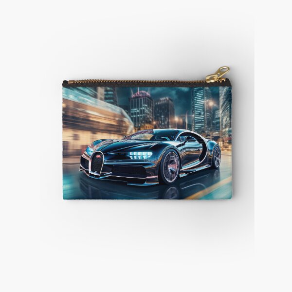 Item preview, Bugatti Chiron speeding through a futuristic cityscape designed and sold by DynamicPosters.