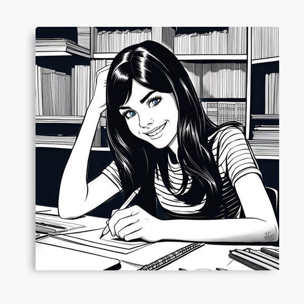 Blue-eyed teenage writer Canvas Print