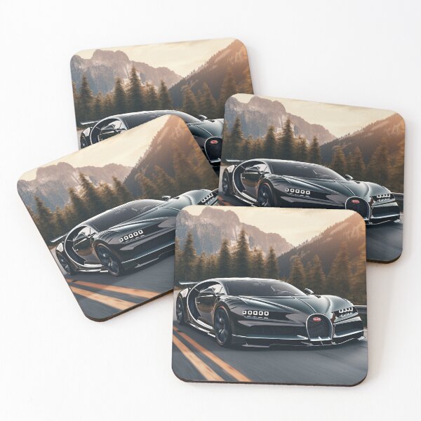 Item preview, Bugatti Chiron racing on a winding mountain road designed and sold by DynamicPosters.