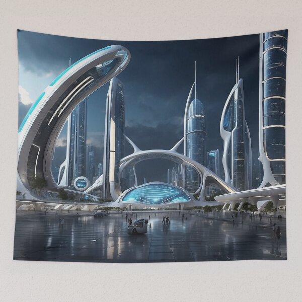 Item preview, futuristic photo of the future city of Chicago 3000 v5 designed and sold by Colorful-Worlds.