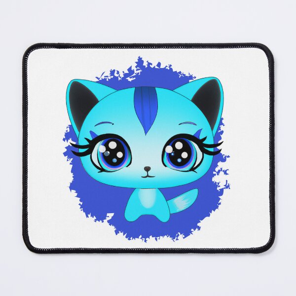 Item preview, Funny cute blue cartoon kitten on blue background designed and sold by e-stall4U.