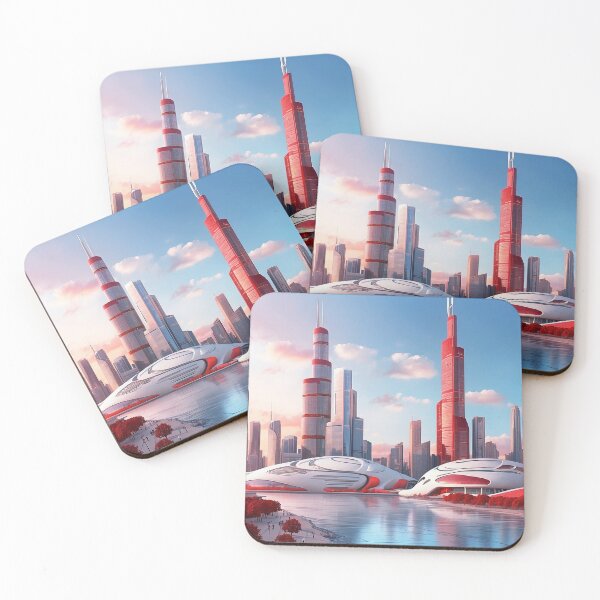 Item preview, futuristic photo of the future city of Chicago 3000 v6 designed and sold by Colorful-Worlds.