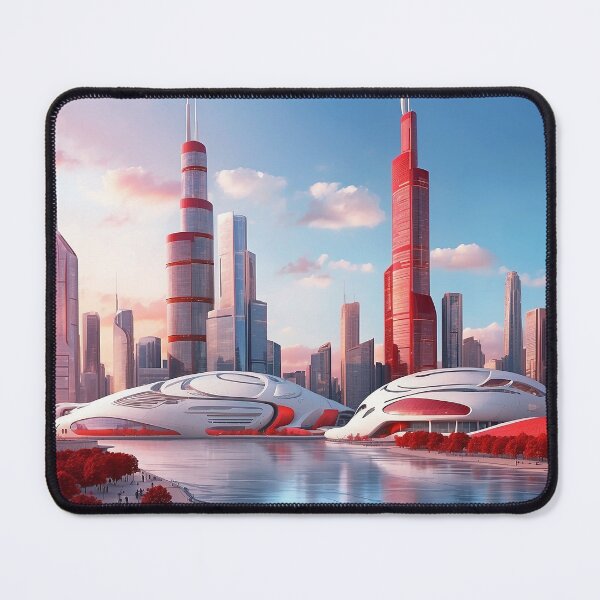 Item preview, futuristic photo of the future city of Chicago 3000 v6 designed and sold by Colorful-Worlds.