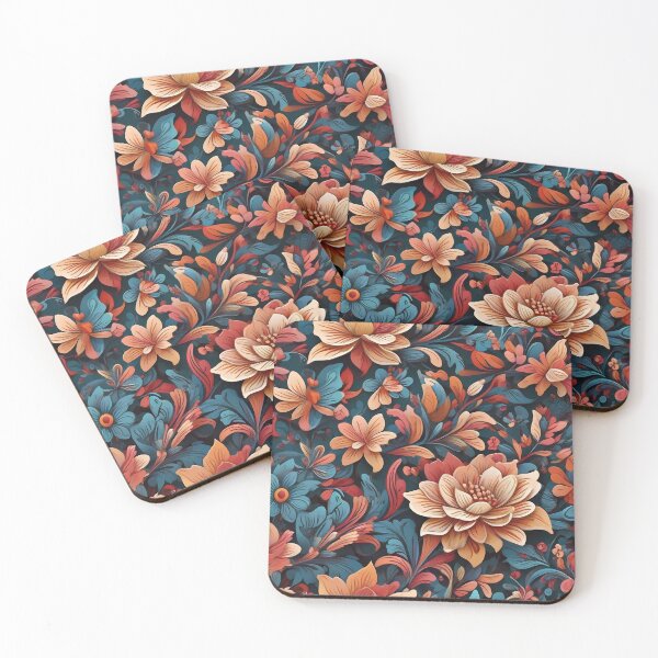 Item preview, Floral pattern with turquoise designed and sold by CreativeSparkzz.