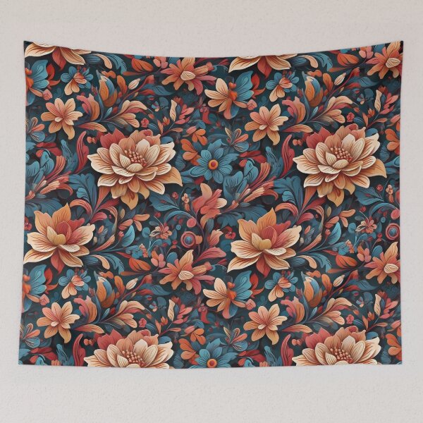 Item preview, Floral pattern with turquoise designed and sold by CreativeSparkzz.