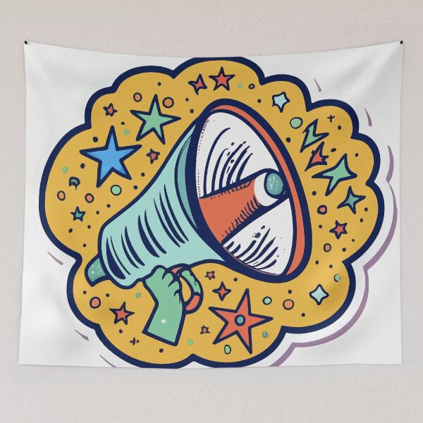 Item preview, Cheerleader Megaphone & Stars Comic Style designed and sold by NiftyWrx.