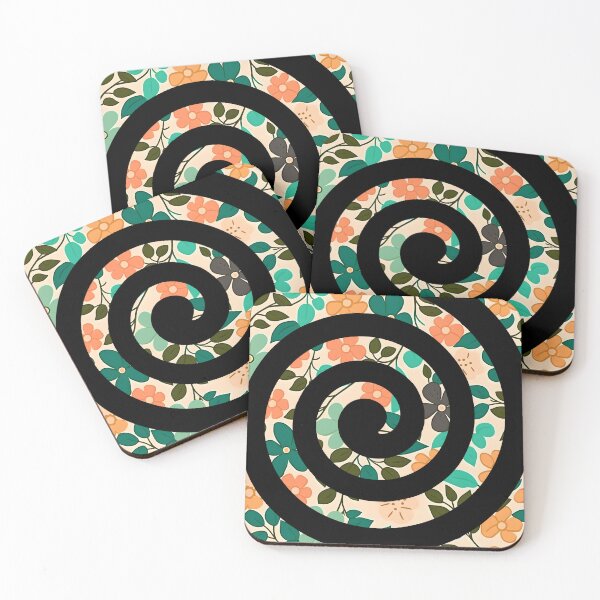Item preview, Black Spiral on Floral Background designed and sold by CushyNest.