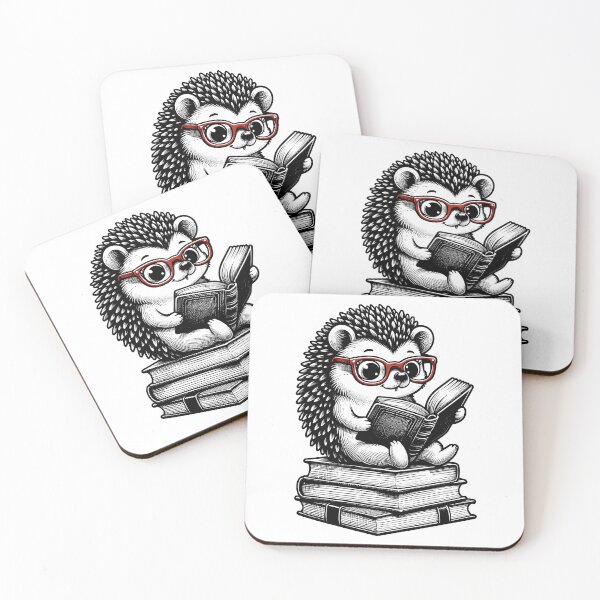 Item preview, Cute hedgehog reading a book, bookworm designed and sold by DesignMT.