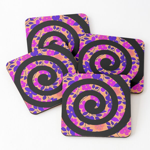 Item preview, Black Spiral on Floral Pinkish Background designed and sold by CushyNest.