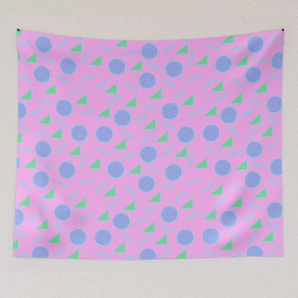 Item preview, Funky Vintage Memphis Style Design with Triangles, Squiggles, Circles In Pink, Green and Blue designed and sold by LaRoach Digital Arts.