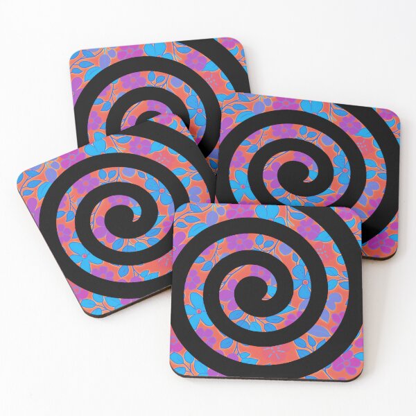 Item preview, Black Spiral on Floral Heatwave Background designed and sold by CushyNest.