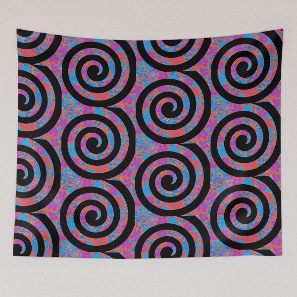 Item preview, Black Spiral on Floral Heatwave Background designed and sold by CushyNest.
