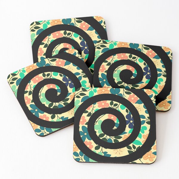 Item preview, Black Spiral on Floral Yellowish Background designed and sold by CushyNest.