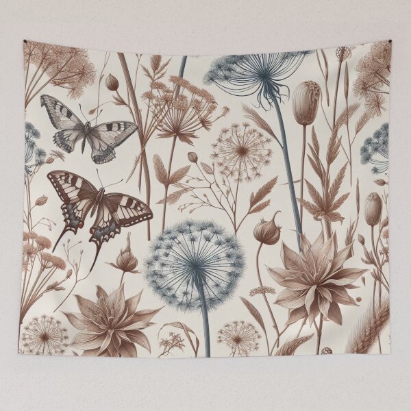 Item preview, A butterfly and flower pattern with a muted color palette designed and sold by LyssasMindArt.