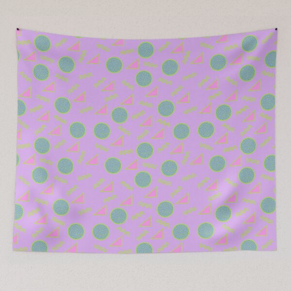 Item preview, Funky Vintage Memphis Style Design with Triangles, Squiggles, Circles In Purple, Pink and Green designed and sold by LaRoach Digital Arts.