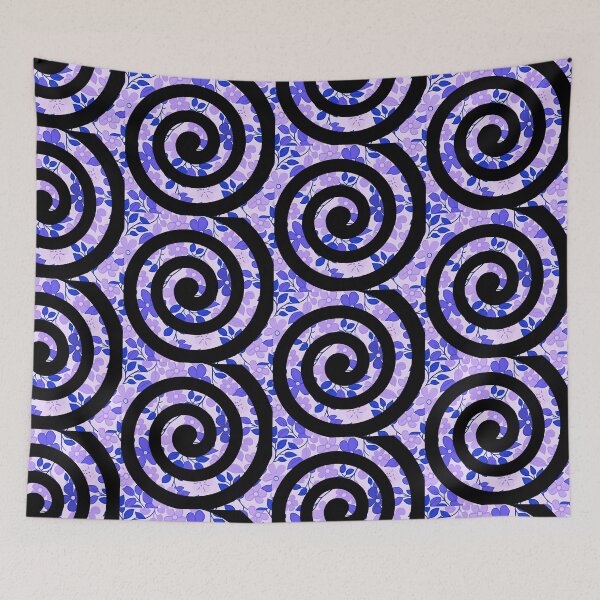 Item preview, Black Spiral on Floral Violetish Background designed and sold by CushyNest.